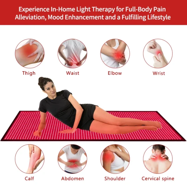 REDSKY Large Red Light Therapy Pad 660nm Red Light 850nm NIR Full Body Therapy Mat Fabric Material Model AD-D180-200 for Yoga image 4