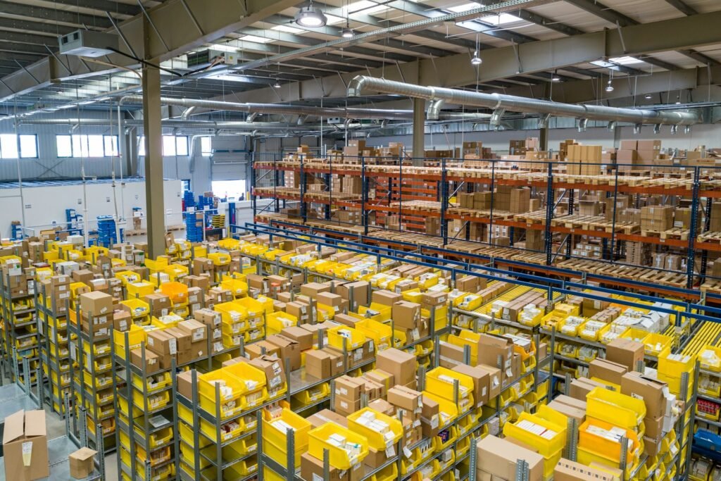 Warehouse preparing red light therapy orders for export